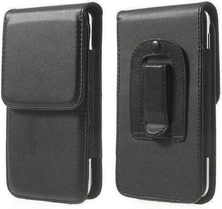 Leren flip tasje hoesje + clip broekclip Iphone 12 Mini
