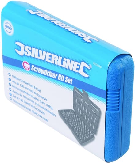 Silverline 100-delige schroevendraaier bit set - veelzijdige chroom vanadium bits - inclusief adapters en opbergkoffer
