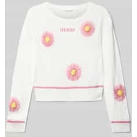 Regular fit shirt met lange mouwen in gebreide look met gebloemde siergarnering