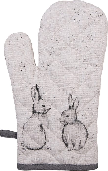 Clayre & Eef Ovenwant 18x30 cm Beige Grijs Katoen Konijn