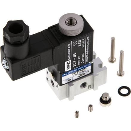 3/2 M5 NO Magneetventiel 24V DC 0-8bar/0-112psi YPC