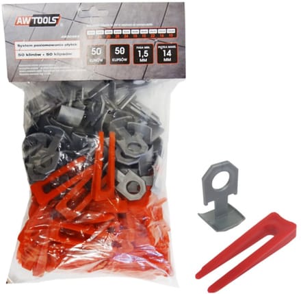 Awtools ST 1,5mm - Tegel Leveling Systeem - Clips 7-15mm - Wig - Startpakket 50+50