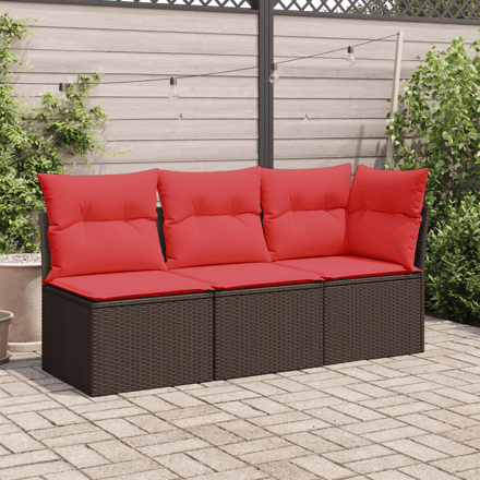 vidaXL - Tuin - Sofa - met - kussen - Bruin - 62 - x - 62 - x - 69 - cm - poly - rattan