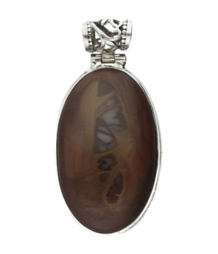 Zilveren Jaspis edelsteen ovaal groot hanger