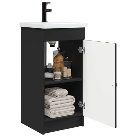 vidaXL - Badkamer - Vanity - met - Wastafel - Zwart - 42 - x - 40 - x - 84,5 - cm