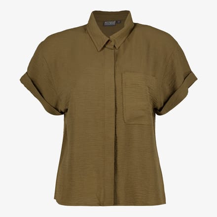 TwoDay dames blouse met korte mouwen olijfgroen - Maat S
