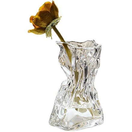 Vase en verre plissé léger et luxueux pour hydroponie, pour salon, table à manger, fleurs séchées gray