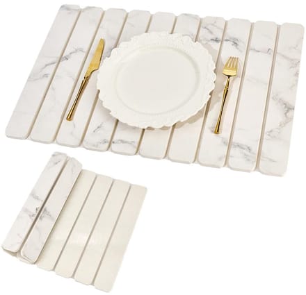 Dailygoods- Droogmat Groot Formaat - Diatomeeënaarde - Sneldrogend - Opvouwbaar - Rechthoekig - Warm Wit Kleurontwerp - Afwasmat