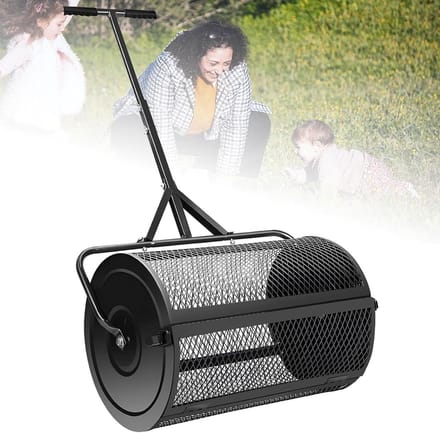 Compost spreider - Gazon strooier - Gazon bemesten - Verstelbare handgreep - 24 inch - Zwart