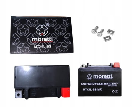 Moretti-accu, 12 V, 4 Ah, AGM (gel), startstroom 50 A, AKUYTX4L-BSXMOR000