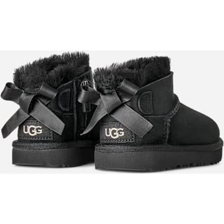 UGG® Ultra Mini Bailey Bow Boot in Black, Size 6, Polyester/Wool