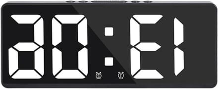 Digitale Wekker - Nachtkastje Klok - Wakker Worden - Groot Helder Display - 16 cm Breed - Wit