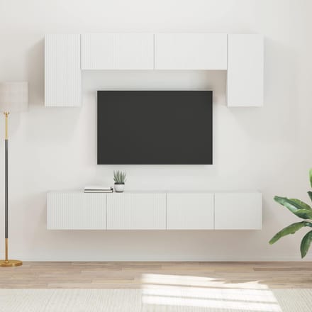 vidaXL - Tv-meubelset - 4 - st - Wit - Bewerkt - hout