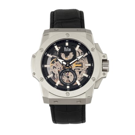 Reign Commodus automatisch skelet horloge met leren band