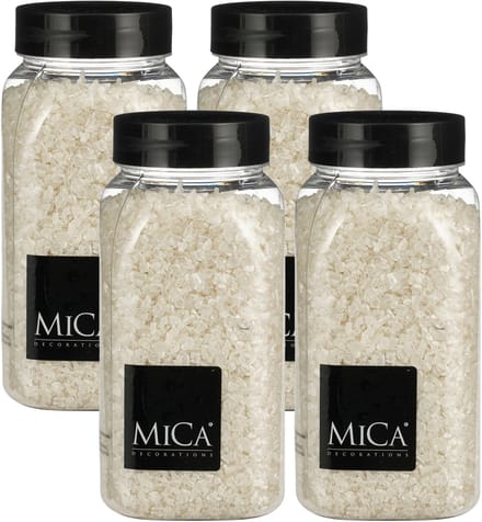 Mica Decorations decoratie steentjes / granulaat - 4x - 650 ml - 2-4 mm - mat wit - siergrind