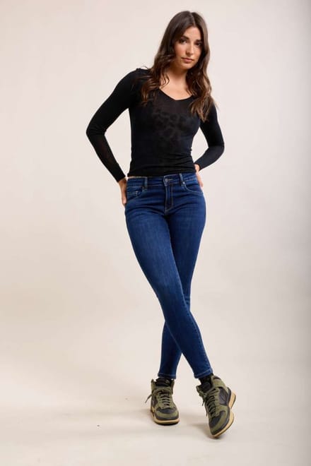 Toxik3 Dames Skinny Jeans , Push-Up Broek, Normale Taille, Slim Fit Pasvorm, Stretch Denim XS