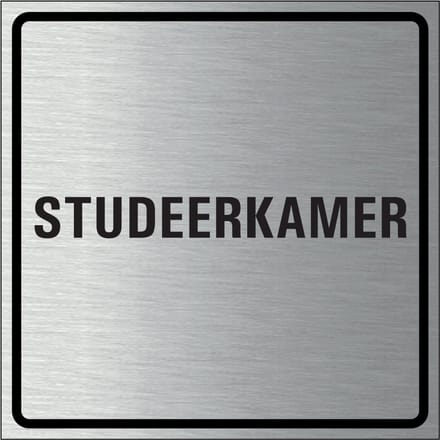 Studeerkamer bordje, geborsteld aluminium 100 x 100 mm