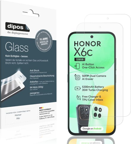 dipos – 2x Matte Pantserfolie geschikt voor Honor X6c | 9H Screenprotector