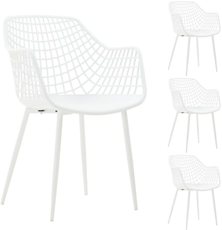 Tuinstoelen LUCIA, set van 4, van kunststof - wit