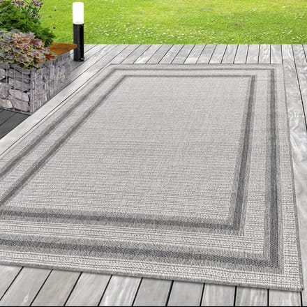 Crèmekleurig buitenkleed van sisal, UV-bestendig, modern design. 80x250 cm