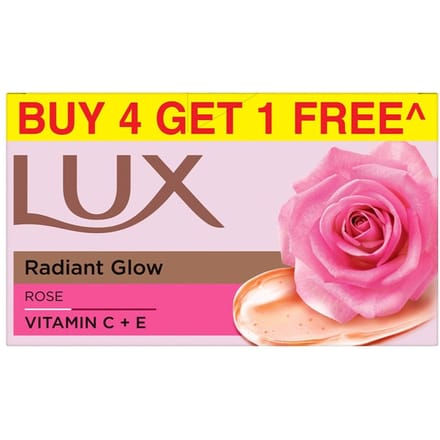 Savon Lux Radiant Glow pour le bain infusé de Vitamine C & E |Pour un éclat supérieur|Achetez 4 Obtenez 1 Gratuit|150g multi