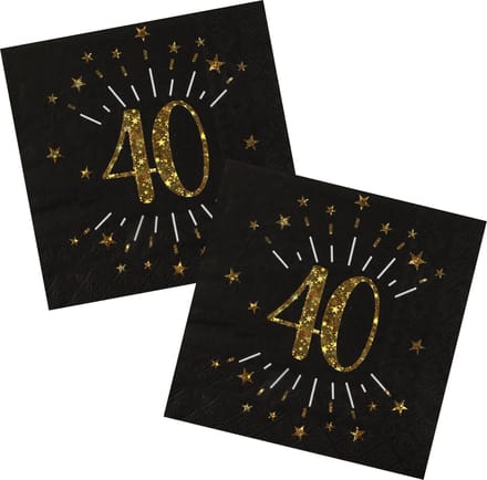 Santex Verjaardag feest servetten leeftijd - 50x - 40 jaar - goud - 33 x 33 cm
