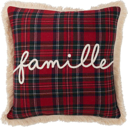 J-Line kussen Ruit Famille - polyester - rood/groen