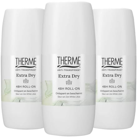 Therme - Anti-Transpirant Extra Dry 48H Roll-On - 3 x 60 ml - Voordeelverpakking