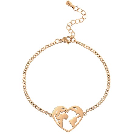 Victorious Dames Armband Roségoudkleurig – Roségoudkleurig Hart Wereld – 14 t/m 18cm