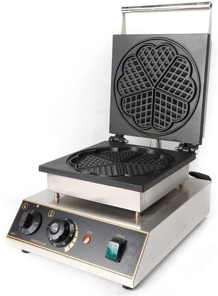 Wafelmachine - Wafelijzer Hartvorm - Thuis Bakken - Instelbare Temperatuur - 1750 Watt - Zilver