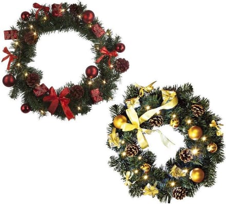 STAR TRADING LED-kerstkrans, 40 cm diameter, warmwit licht, rood