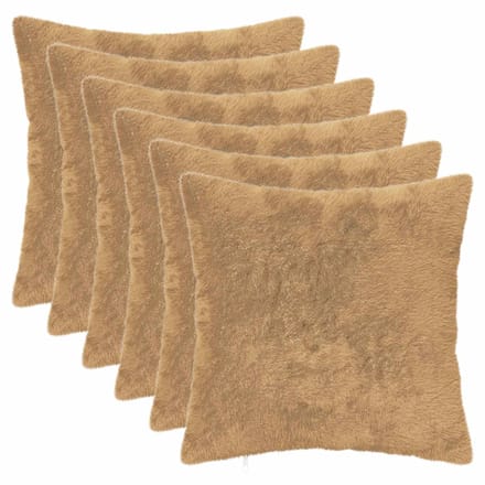 vidaXL - Kussensloop - 6 - st - HEERLEN - Taupe - 30 - x - 30 - cm - Nep - Konijnenbont