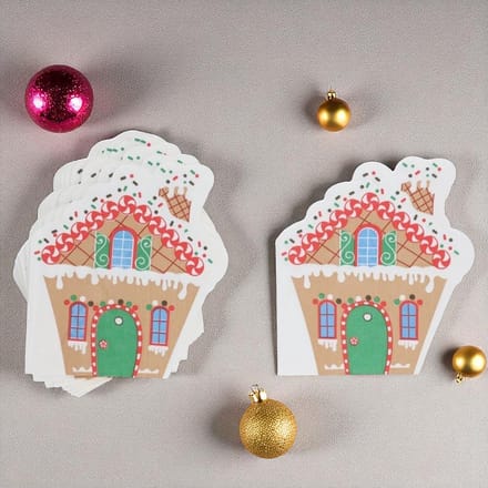 Kerst servetten peperkoekhuisje - 12 stuks - 33x33 cm - Kerstaccessoire