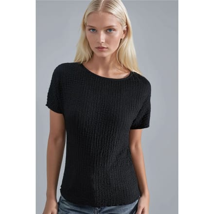 Gestructureerde Crew Neck Blouse