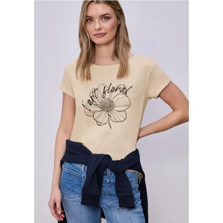 Shirt met korte mouwen en bloemen Artwork