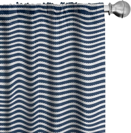 ABAKUHAUS Blauw-Witte Voorhangen 2x75x175 cm – Microvezel, halfdonker