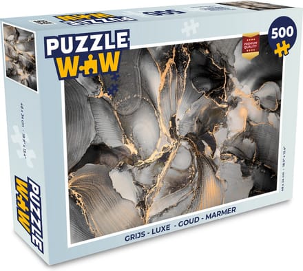 Puzzel Grijs - Luxe - Goud - Marmer print - Legpuzzel - Puzzel 500 stukjes