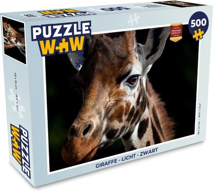 Puzzel Giraffe - Licht - Zwart - Legpuzzel - Puzzel 500 stukjes