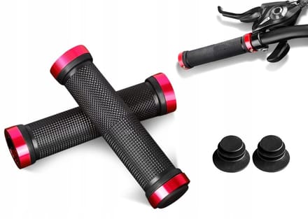 Fietsstuurgrepen Rubber Zwart Rood 130mm - Comfort & Grip