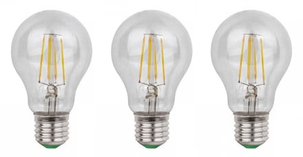 E27 LED lamp 3 stuks | gloeilamp A60 | 6W=60W | daglichtwit filament 6500K