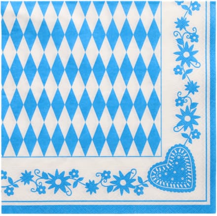50 Servetten 3-laags 1/4 vouw 40 cm x 40 cm Beiers blauw