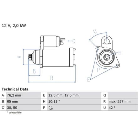 Starter BOSCH 0 986 018 390