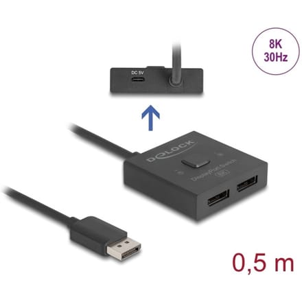 Delock DisplayPort Switch 2 to 1 bidirectional 8K