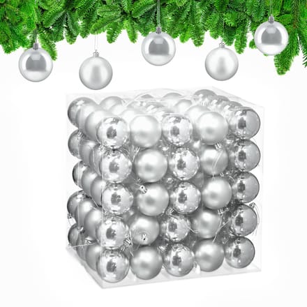 kerstballen set van 100 - Ø 6 cm - glanzend - mat - kunststof - zilver