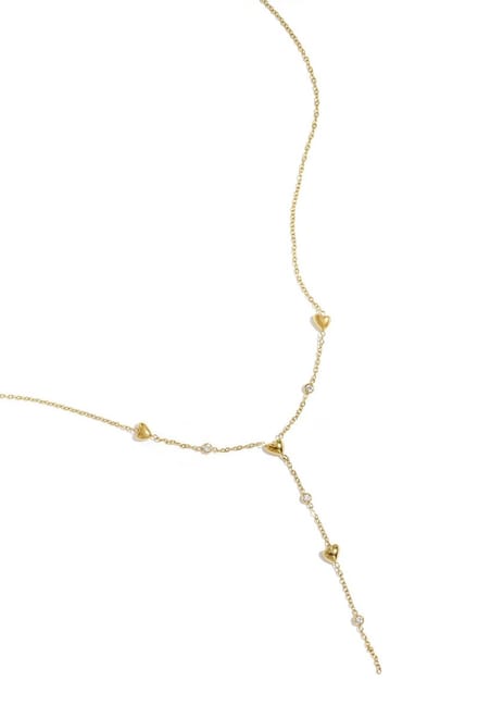 Bijoutheek Collier Y-Vorm Hartjes Steentjes Goudkleurig