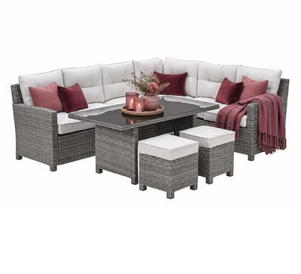 Blue Bird wicker lounge-dining set - rechts - grijs/ sand