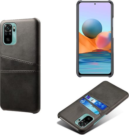 Backcover met Opbergvakjes + PMMA Screenprotector voor Xiaomi Redmi Note 10 4G / Note 10S _ Zwart