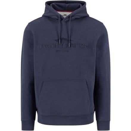 Fynch-Hatton Trui Hoodie Sweat Front Logo Navy / male
