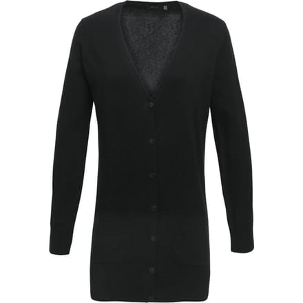 Premier Dames/Dames Longline V Hals Vest (Zwart)