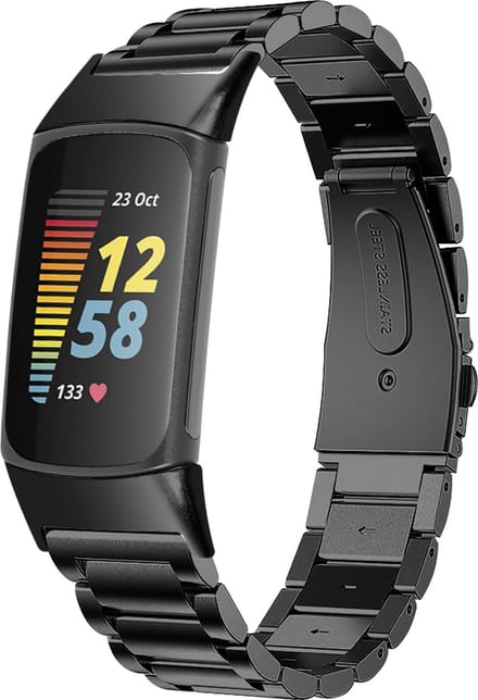 YONO Bandje geschikt voor Fitbit Charge 6 - 5 - Schakel - Metaal - Zwart